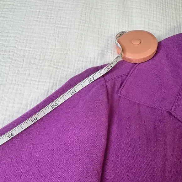 Fridaze Linen Button Blouse Purple Women’s XS Lagenlook Resort Coastal Vacation - Picture 14 of 15